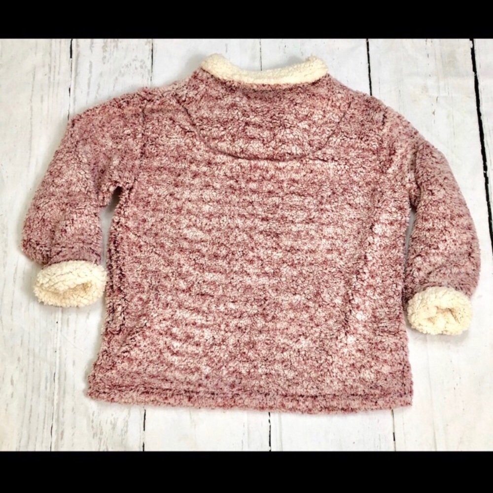 Oddy Maroon Sherpa Half Zip Pullover NWT - Picture 2 of 3